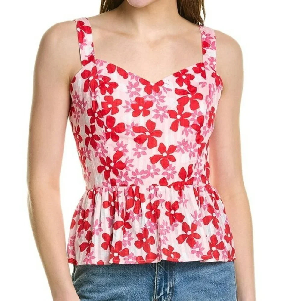 Draper James Martie Pink Floral Tank Top Size 6 NWT